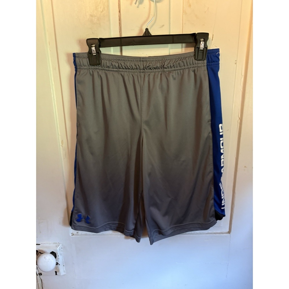Under Armour Gray Blue‎ Athletic Shorts Youth XL Loose HeatGear Basketball Gym